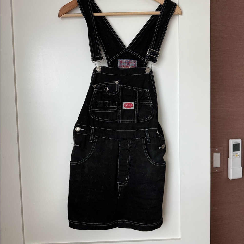 Revolt Black Overall Shorts/Shortalls